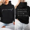 Moletom com Capuz Novo Estampa You Are Enough Outono Casual Roupa Esportiva