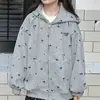Chaqueta sudadera de principios de otoño para niñas, nuevo cárdigan con capucha casual y elegante, top holgado y versátil para chicas de secundaria