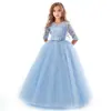 Vestido Infantil Más Vendido de Amazon con Mangas Largas, Adecuado para Edades 3-14, Vestido de Dama de Honor, Suministro Transfronterizo, Vestido de Princesa Europeo y Americano
