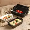 Forma de Assar Transfronteiriça Escandinava Criativa Quadrada com Duas Alças Grande Capacidade Listrada Azul Queijo Assadeira Simples