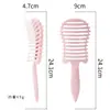 Pente de Plástico Vazado para Pentear e Massagear, Escova de Cabelo Curva e Volumosa, Adequado para Uso Seco e Molhado, Disponível em Rosa e Roxo