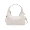 Bolso de axila moderno y artístico de estilo coreano con forma de media luna, con colgante de lazo en forma de corazón de perla, correa de hombro ajustable, bolso de hombro único para mujer