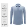Camisas polo de manga comprida para primavera e outono, camisetas gola polo de cor sólida, roupas com estampa personalizada para cultura corporativa, uniformes de trabalho com logotipo