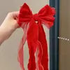 Clip de Pinza para Cabello con Borla Estilo Antiguo para Niños Accesorios para el Cabello Estilo Chino Pinza para el Cabello de Año Nuevo Flor de Cabeza de Terciopelo Rojo Dinastía Han Tocado para Bebé