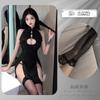 Roupa Íntima Sexy Sexy Guofeng Retrô Renda Abertura no Peito Fenda Cheongsam Malha Perspectiva Uniforme Quente Apaixonado