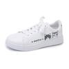 Zapatos Casuales Blancos de Moda para Mujer 2026 Verano Nuevo Estilo Dibujo de Gato Zapatos Planos de Encaje Poco Profundos Zapatos de Estudiante