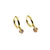 EH117 Flash Ball S925 - Arete de plata de ley bañado en oro de 14 quilates con circonitas, elegantes y pequeños, con hebilla para la oreja, anillo para el hueso de la oreja
