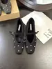 Estilo de lujo ligero, zapatos Mary Jane cuadrados con adornos de pedrería para mujer, nueva colección otoño/invierno 2025, forrados de gamuza, con tacón oculto para mayor altura, y planos forrados de felpa