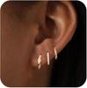 Conjunto de tres piezas de pendientes de circonita con forma de gota geométrica con incrustaciones de temperamento elegante con baño de latón dorado real de venta caliente entre Europa y Estados Unidos