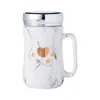 Copo de Cerâmica com Tampa de Corda de Desenho Animado Criativo, Copo para Leite e Café, Copo Espelhado, Copo Bolha, Caneca, pode ser feito LOGOTIPO