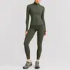 Conjunto de chaqueta de yoga transfronterizo, conjunto de top de manga larga con cremallera de secado rápido, conjunto de pantalones de yoga transpirables que absorben la humedad para deportes de running para mujer