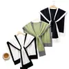 Chal de Verano de Punto Bicolor Blanco y Negro Estilo Chanel para Mujer, Adecuado para Habitaciones con Aire Acondicionado, Cubrehombros, Protección para el Cuello y Cuello Falso