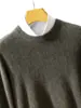 ¡Original de Comercio Exterior! Suéter de cachemira grueso de doble hebra para hombre, suéter grueso de cuello redondo, suéter de lana de manga larga