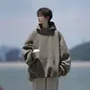 Sudadera con capucha negra de peso pesado 380 para hombre, elegante y genial, chaqueta de talla grande para otoño e invierno, top casual de manga larga