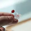 Anillo Yao Yao Flor de Durazno Esmaltada de Zibo Joyería de Vidrio Hecha a Mano Pura Regalo de Cumpleaños Diseño de Nicho de Gama Alta Lujo Ligero