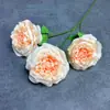 Flor Artificial de Lichi Rosa de 3 Cabezas para Decoración de Salón de Bodas, Arreglo para el Hogar, Rosa Serigrafiada, Adorno de Flores Artificiales Transfronterizo al por Mayor