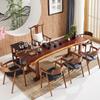 Nova Mesa de Chá de Madeira Maciça de Estilo Chinês e Cadeira Combinação de Escritório Log Kung Fu Mesa de Chá Recibo Antigo com Bandeja de Chá Mesa de Arte de Chá