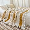 Ins Pequeña Fresca Cationica Jacquard Manta Bola Manta para Siesta Manta Lavable a Máquina Manta para Sofá Toalla de Cama Manta