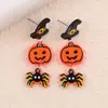 Brincos Criativos com Elementos de Halloween Transfronteiriços, Brincos de Acrílico de Fantasma em Cores Contrastantes, Brincos Modernos e Descolados, Joia de Orelha para Mulheres