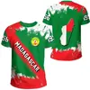 Padrão da Bandeira e Emblema Nacional de Madagascar Impressão 3D Nova Camiseta Casual de Manga Curta para Homens e Mulheres Fornecimento