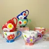 Caneca de Café Pintada à Mão Chongshang, Caneca de Cerâmica Criativa de Aparência Elegante, Caneca de Leite para Café da Manhã, Presente de Bem-Estar para Evento de Celebração de Loja Comercial