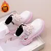Botas Martin para Meninas 2025 Outono e Inverno Novo Estilo com Forro de Lã, Botas de Couro Quentes e Fashion para Crianças Maiores, Botas de Couro Versáteis com Solado Macio de Desenho