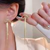 Aretes de borla de circonio de garra de alta calidad con aguja de plata 925 para mujer, temperamento de nicho de lujo ligero, aretes largos, aretes adelgazantes para rostro redondo