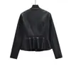 Jaqueta Elegante da Moda Europeia e Americana Estilo Z Transfronteiriço 2026 Nova Atacado Feminino Gola Redonda Manga Longa Couro Sintético 3046181