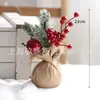 Decoraciones de Navidad Adornos de Escritorio Pastorales de Navidad Recortes de Lino con Bayas Adornos para Mostrador de Muebles