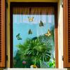Uma Variedade de Plantas Verdes Frescas Naturais Borboleta Loja Criativa Decoração de Fundo para Casa Adesivos Eletrostáticos para Vidro
