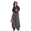 Conjunto Casual para Niñas Otoño 2026 Nuevo Estilo Coreano Top para Niñas Mayores, Pantalones Anchos de Primavera y Otoño para Niños con Solapa Trasera