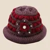 Gorros de Invierno para Personas de Mediana Edad y Mayores, Gorros de Moda para Madres, Gorros de Punto Gruesos de Terciopelo Cálidos, Gorros de Lana de Invierno para Abuelas