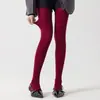 Medias de Rayas Verticales de Color Claro 120D para Primavera y Otoño para Mujer, de Cintura Alta, Adelgazantes, Cálidas, Pantalones Adelgazantes para Piernas, Compresión Ligera, Blanco Crudo