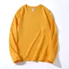 Nova Coleção de Outono 230g Algodão Puro Pesado Camiseta de Manga Longa Gola Redonda Camiseta Básica Branca Atacado Mesmo Estilo para Homens e Mulheres Versão Limpa