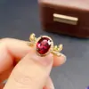 Anillo de Granate de Magnesio-Aluminio Natural Transfronterizo Accesorios para Mujer Nicho Gama Alta Joyería de Plata 925 7*9 Moda Venta Directa de Fábrica