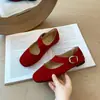 Sapatos Mary Jane Retrô de Camurça com Solado Macio 2026 Verão Novo Salto Baixo Versátil Fivela Única Combine com Saias Sapatilhas