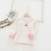 Camiseta Base de Forro Polar para Niñas con Bordado de Hilo Dorado de Conejo para Otoño e Invierno, con Cuello de Encaje, Camiseta Base de Invierno para Niños