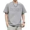 Camiseta Minimalista Estilo Old Money para Viajar con Bordado de Letras 3D, Transpirable de Manga Corta, Corte Holgado, Talla Grande, Nuevo Modelo Verano 2026