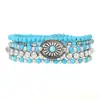 5 Piezas de Pulseras Azules con Cuentas, Joyería Estilo Bohemio, Diseño Elástico, Combinación Simple Retro Multicapa