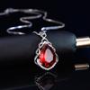 Collar de Plata Esterlina S925 Seiko para Mujer Corazón del Océano Colgante de Cristal Azul Micro-incrustado Transfronterizo Europeo y Americano Colgante de Cristal Rojo