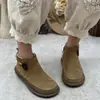 Botines cortos para mujer, forrados de felpa y engrosados, botines casuales retro estilo coreano 2026, botines Chelsea con suelas suaves, botines de algodón