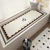 Alfombra de terciopelo de cristal para habitación infantil con diseño de celosía en blanco y negro, manta para mesita de noche, resistente a la suciedad, antideslizante, para sofá, mesa de centro y suelo