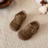 Zapatos Birkenstock de gamuza retro para niñas, nueva colección de otoño, para niños de 3 a 6 años, con suela suave, antideslizantes, con cierres de velcro