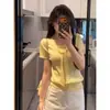 Top de punto de manga corta estilo coreano, tipo chal con corbata, dos piezas falsas para mujer, nuevo modelo de verano, elegante y juvenil, top súper atractivo