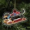 Decoração de Árvore de Natal Border Collie Presente Enfeites Acrílico Plano Memorial Feriado Animal de Estimação Papai Noel