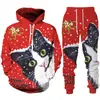 Traje navideño transfronterizo nuevo para Europa y Estados Unidos 2024 sudadera con capucha y chalecos con estampado digital 3D para otoño e invierno para hombres y mujeres
