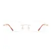 Armazón de anteojos sin montura, estilo cat-eye fresco y sofisticado, de montura estrecha de titanio con memoria y plaquetas nasales de silicona, apto para lentes de prescripción, venta al por mayor Danyang