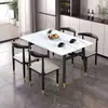 Mesa de Comedor y Silla Combinación de Mármol Imitación de Lujo Ligero Mesa de Comedor para el Hogar Moderna Simple Departamento Pequeño Restaurante Mesa de Comedor Rectangular