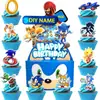Topo de Bolo Sonic The Hedgehog Sobremesa de Aniversário Infantil Decoração de Festa de Aniversário Topo de Bolo de Desenho Animado