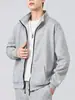 Nuevo conjunto de algodón con cremallera, cárdigan con cuello alto forrado de polar, pantalones de chándal de corte holgado, chaqueta engrosada para otoño e invierno, pantalones deportivos tipo jogger para hombre
